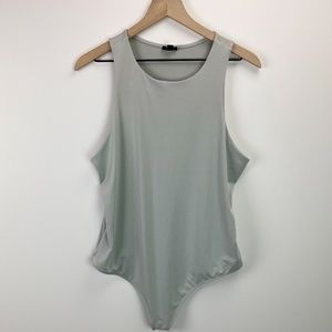 Express Body Contour Silky High Neck Thong Bodysuit Puritan Grey